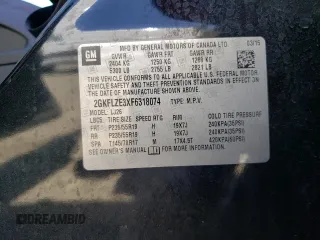 2015 GMC Terrain Denali with VIN 2GKFLZE3XF6318074, listed as a Copart auction lot 53502895 with 158,431 mi miles and Salvage title. Bid and sale history available at DreamBid. Image 15.