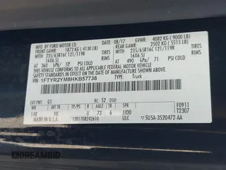 2017 Ford Transit с VIN 1FTYR2YM8HKB57738, выставлен на аукционе IAAI как лот 42562076 с пробегом 98 467 миль миль и . История ставок и продаж доступна на DreamBid. Изображение 9.