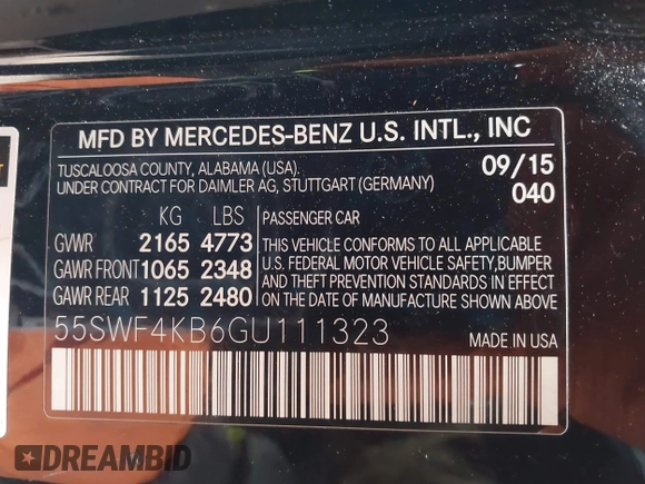 2016 Mercedes-Benz C 300 Luxury with VIN 55SWF4KB6GU111323, listed as a IAAI auction lot 41885504 with 100,915 mi miles and . Bid and sale history available at carsss.com. Image 9.