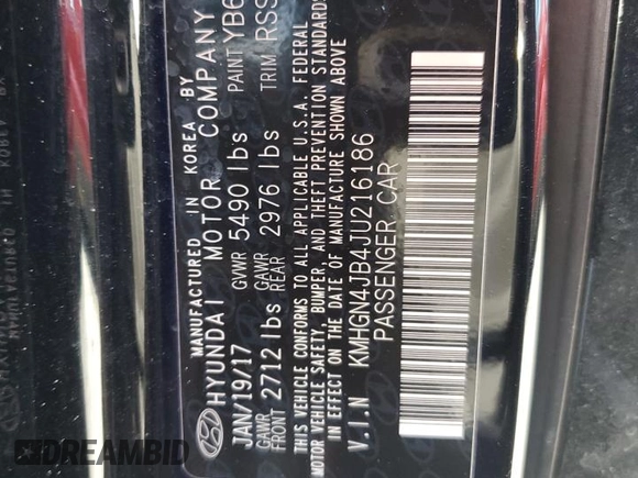 2018 Genesis G80 Sport with VIN KMHGN4JB4JU216186, listed as a Copart auction lot 61185455 with 62,147 mi miles and Salvage title. Bid and sale history available at DreamBid. Image 12.