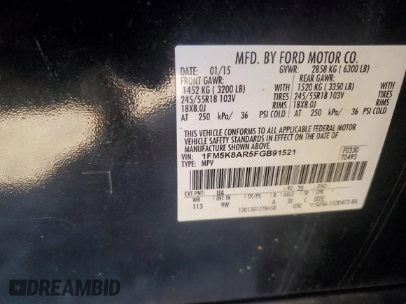 2015 Ford Utility Police Interceptor with VIN 1FM5K8AR5FGB91521, listed as a Copart auction lot 80881184 with 175,819 mi miles and Salvage Title. Bid and sale history available at carsss.com. Image 14.