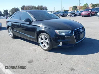 2017 Audi A3 Sedan Premium with VIN WAUAUGFF6H1027557, listed as a IAAI auction lot 41663672 with 123,689 mi miles. Bid and sale history available at carsss.com. Image 1.