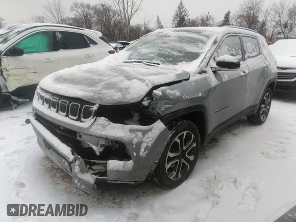 2022 Jeep Compass High Altitude with VIN 3C4NJDCB7NT104499, listed as a IAAI auction lot 41303791 with 76,711 mi miles and . Bid and sale history available at carsss.com. Image 2.