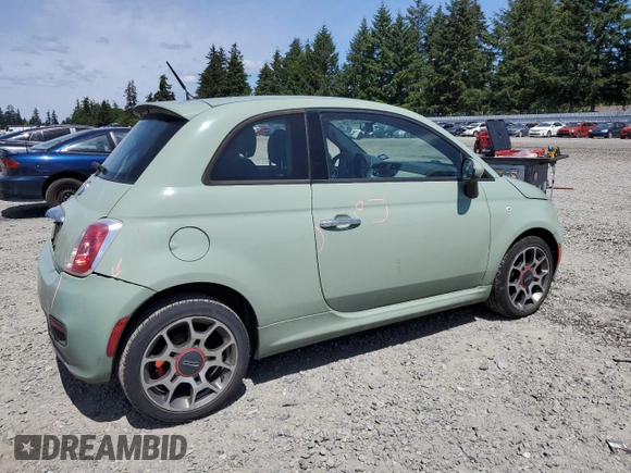 2014 FIAT 500 Sport with VIN 3C3CFFBR6ET229517, listed as a Copart auction lot 57335715 with 135,541 mi miles and Salvage title. Bid and sale history available at DreamBid. Image 3.