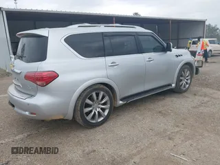 2012 Infiniti QX56 8-passenger with VIN JN8AZ2ND1C9715021, listed as a IAAI auction lot 41893659 with 170,969 mi miles and . Bid and sale history available at DreamBid. Image 4.