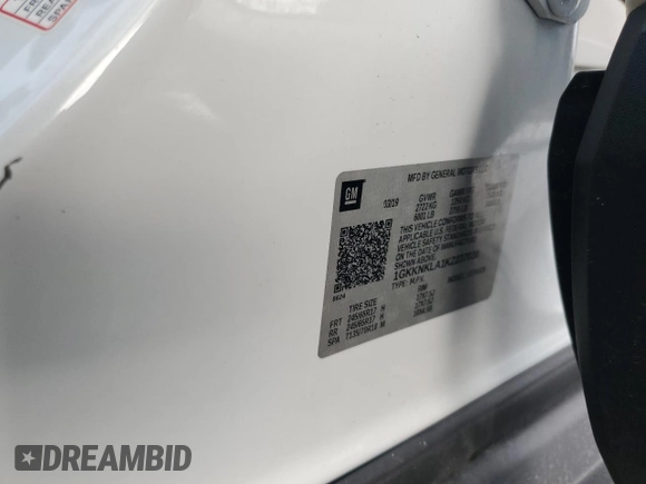 2019 GMC Acadia SLE z VIN 1GKKNKLA1KZ237030, wystawiony jako Copart lot #53903155 z przebiegiem 44 542 mil mil oraz Szkoda całkowita • Salvage title. Historia ofert i sprzedaży dostępna na DreamBid. Obrazek 13.