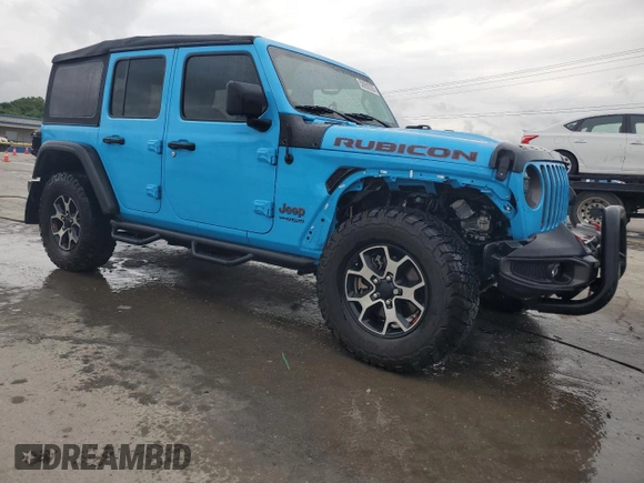 2021 Jeep Wrangler Unlimited Rubicon with VIN 1C4JJXFM4MW617635, listed as a Copart auction lot 58956205 with 52,995 mi miles and Salvage title. Bid and sale history available at DreamBid. Image 4.