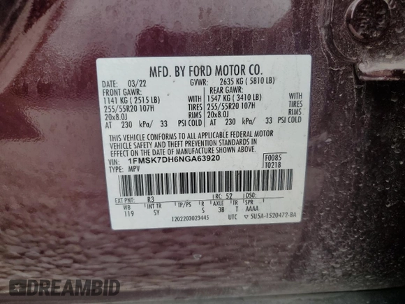 2022 Ford Explorer XLT with VIN 1FMSK7DH6NGA63920, listed as a Copart auction lot 87183954 with 30,619 mi miles and Salvage Title. Bid and sale history available at carsss.com. Image 15.