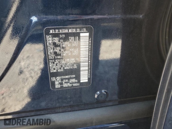 2021 Nissan Armada Platinum with VIN JN8AY2DA0M9373265, listed as a Copart auction lot 68689664 with 57,044 mi miles and Salvage Title. Bid and sale history available at carsss.com. Image 13.