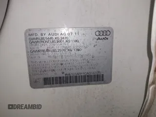 2012 Audi Q5 Premium Plus with VIN WA1LFAFP1CA016125, listed as a IAAI auction lot 41878527 with 87,813 mi miles and . Bid and sale history available at DreamBid. Image 9.