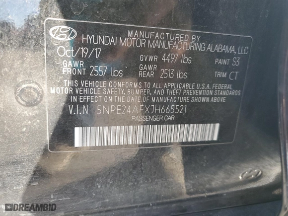 2018 Hyundai Sonata SE with VIN 5NPE24AFXJH665521, listed as a Copart auction lot 42794705 with 61,928 mi miles and Salvage Title. Bid and sale history available at carsss.com. Image 12.