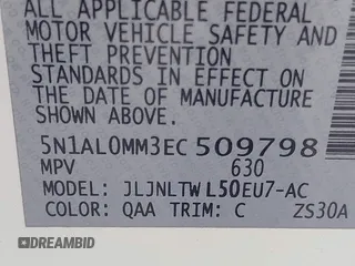 2014 Infiniti QX60 with VIN 5N1AL0MM3EC509798, listed as a IAAI auction lot 41887534 with 120,999 mi miles and . Bid and sale history available at DreamBid. Image 9.