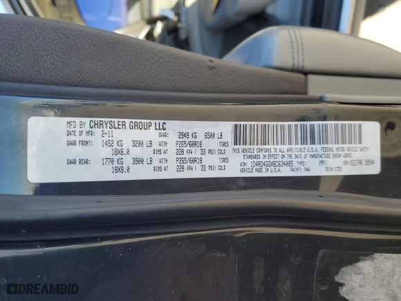 2011 Dodge Durango Crew with VIN 1D4RD4GGXBC634085, listed as a Copart auction lot 88554025 with 209,872 mi miles and Salvage Title. Bid and sale history available at carsss.com. Image 14.