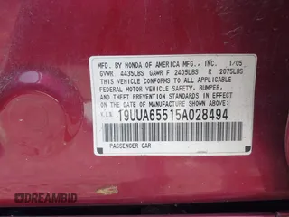 2005 Acura TL с VIN 19UUA65515A028494, выставлен на аукционе IAAI как лот 42839232 с пробегом 188 495 миль миль и . История ставок и продаж доступна на DreamBid. Изображение 9.