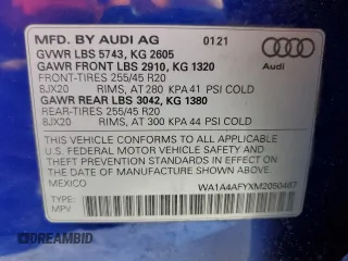 2021 Audi SQ5 Premium Plus with VIN WA1A4AFYXM2050467, listed as a Copart auction lot 78680954 with 22,929 mi miles and Clean Title. Bid and sale history available at carsss.com. Image 14.