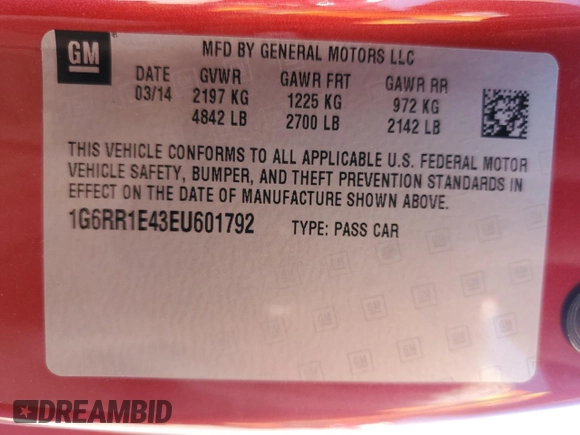 2014 Cadillac ELR z VIN 1G6RR1E43EU601792, wystawiony jako Copart lot #49656065 z przebiegiem 16 121 mil mil oraz Szkody całkowita. Historia ofert i sprzedaży dostępna na DreamBid. Obrazek 12.