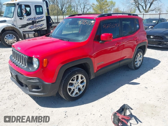 2018 Jeep Renegade Latitude with VIN ZACCJBBB7JPH12067, listed as a IAAI auction lot 42050297 with 103,916 mi miles and . Bid and sale history available at carsss.com. Image 2.