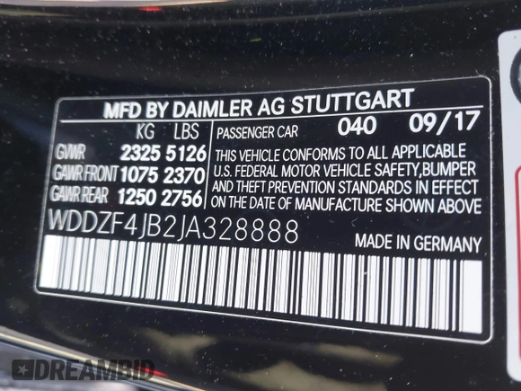 2018 Mercedes-Benz E-Class E 300 with VIN WDDZF4JB2JA328888, listed as a IAAI auction lot 41801938 with 33,470 mi miles. Bid and sale history available at carsss.com. Image 9.