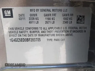 2011 Buick LaCrosse CXL с VIN 1G4GC5ED0BF283705, выставлен на аукционе IAAI как лот 42467672 с пробегом 146 825 миль миль и . История ставок и продаж доступна на DreamBid. Изображение 9.