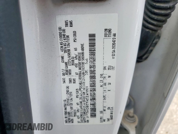 2017 Ford F-250 Lariat with VIN 1FT7W2BT7HEE41901, listed as a Copart auction lot 55635425 with 233,769 mi miles and Salvage title. Bid and sale history available at DreamBid. Image 12.