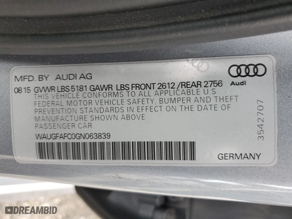 2016 Audi A6 2.0T Premium Plus with VIN WAUGFAFC0GN063839, listed as a Copart auction lot 48264465 with 114,147 mi miles and Salvage Title. Bid and sale history available at carsss.com. Image 15.