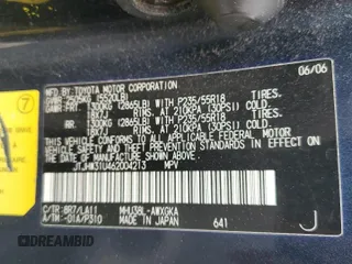 2006 Lexus RX 400h with VIN JTJHW31U462004213, listed as a Copart auction lot 58132875 with 202,326 mi miles and Salvage title. Bid and sale history available at DreamBid. Image 13.