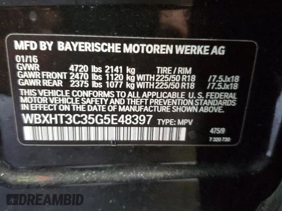 2016 BMW X1 xDrive28i with VIN WBXHT3C35G5E48397, listed as a Copart auction lot 38534333 with 83,352 mi miles. Bid and sale history available at carsss.com. Image 13.