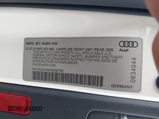 2022 Audi A4 S line Premium Plus с VIN WAUEAAF49NN008799, выставлен на аукционе IAAI как лот 42383910 с пробегом 51 845 миль миль и . История ставок и продаж доступна на DreamBid. Изображение 9.