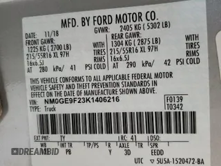 2019 Ford Transit Connect XLT with VIN NM0GE9F23K1406216, listed as a Copart auction lot 58146145 with 105,015 mi miles and Non repairable. Bid and sale history available at DreamBid. Image 13.