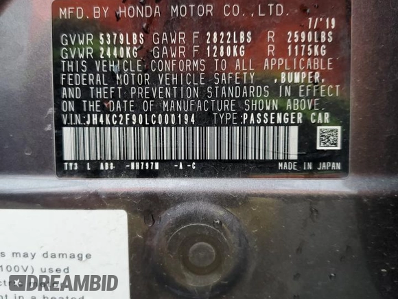 2020 Acura RLX Hybrid Advance z VIN JH4KC2F90LC000194, wystawiony jako Copart lot #46060065 z przebiegiem 63 525 mil mil oraz Szkoda całkowita • Salvage title. Historia ofert i sprzedaży dostępna na DreamBid. Obrazek 12.