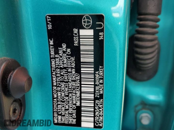 2018 Toyota C-HR XLE with VIN NMTKHMBX2JR041827, listed as a Copart auction lot 50443105 with 135,667 mi miles and Salvage title. Bid and sale history available at DreamBid. Image 12.