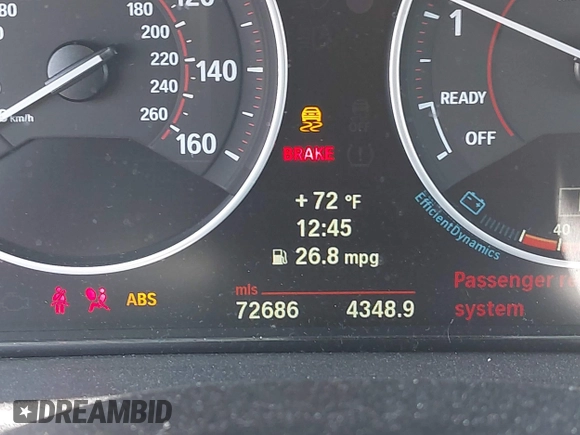 2013 BMW 3 Series 328i with VIN WBA3C1G51DNR44343, listed as a IAAI auction lot 42160138 with 72,686 mi miles. Bid and sale history available at carsss.com. Image 15.