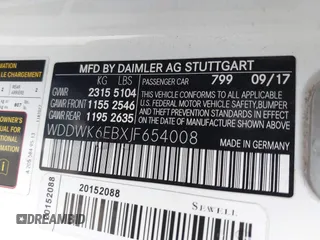 2018 Mercedes-Benz C 43 AMG with VIN WDDWK6EBXJF654008, listed as a IAAI auction lot 41403965 with 80,280 mi miles and . Bid and sale history available at DreamBid. Image 9.