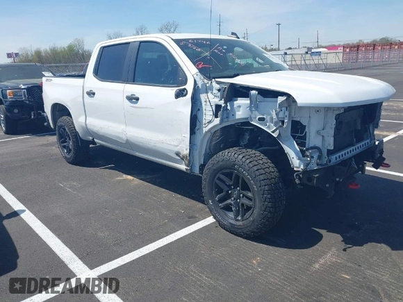 2021 Chevrolet Silverado 1500 Custom Trail Boss with VIN 1GCPYCEF1MZ413908, listed as a IAAI auction lot 41891660 with 88,335 mi miles and . Bid and sale history available at DreamBid. Image 1.