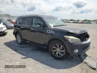 2012 Infiniti QX56 7-passenger with VIN JN8AZ2NE6C9021479, listed as a Copart auction lot 58426124 with 204,710 mi miles and Clean Title. Bid and sale history available at carsss.com. Image 4.
