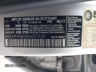 2011 Mercedes-Benz E 550 Luxury with VIN WDDHF9AB5BA457539, listed as a IAAI auction lot 42013168 with 89,572 mi miles and . Bid and sale history available at DreamBid. Image 9.