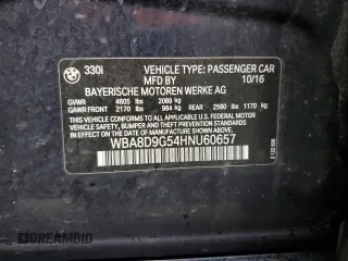 2017 BMW 3 Series 330i xDrive with VIN WBA8D9G54HNU60657, listed as a Copart auction lot 47640355 with 107,187 mi miles and Salvage Title. Bid and sale history available at carsss.com. Image 14.