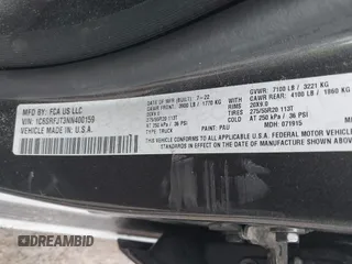 2022 Ram 1500 Laramie with VIN 1C6SRFJT3NN400159, listed as a IAAI auction lot 42167812 with 16,790 mi miles and . Bid and sale history available at DreamBid. Image 9.