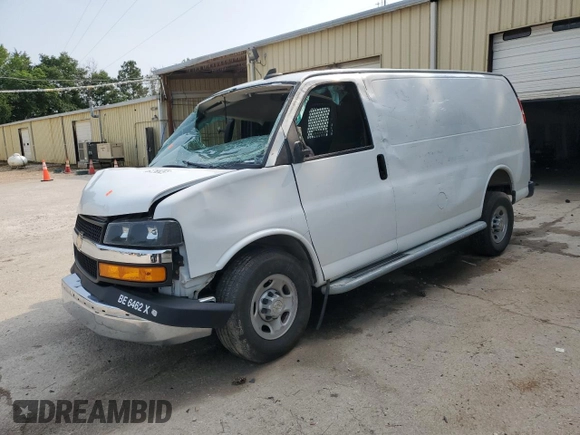 2023 Chevrolet Express Cargo with VIN 1GCWGAFP3P1127328, listed as a Copart auction lot 59623345 with Not provided miles and Salvage title. Bid and sale history available at DreamBid. Image 1.