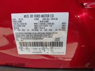 2025 Ford Explorer with VIN 1FMUK8HH4SGB44547, listed as a IAAI auction lot 42427779 with 3,008 mi miles and . Bid and sale history available at DreamBid. Image 9.