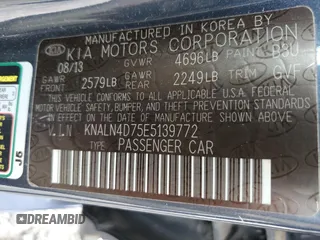 2014 Kia Cadenza Premium with VIN KNALN4D75E5139772, listed as a Copart auction lot 70265124 with 57,907 mi miles and Salvage Title. Bid and sale history available at carsss.com. Image 12.