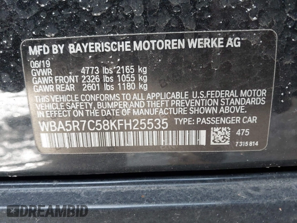 2019 BMW 3 Series 330i xDrive with VIN WBA5R7C58KFH25535, listed as a IAAI auction lot 41232856 with 85,401 mi miles. Bid and sale history available at carsss.com. Image 9.
