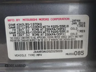 2016 Mitsubishi Outlander ES с VIN JA4AR3AU2GZ025009, выставлен на аукционе Copart как лот 60200765 с пробегом 110 858 миль миль и Списание • Salvage title. История ставок и продаж доступна на DreamBid. Изображение 13.
