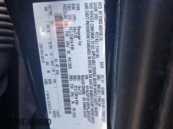 2017 Ford Focus SE with VIN 1FADP3F28HL283237, listed as a Copart auction lot 62021405 with 95,824 mi miles and Salvage title. Bid and sale history available at DreamBid. Image 12.