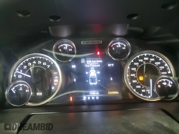 2018 Ram 1500 Rebel with VIN 1C6RR7YT0JS205481, listed as a Copart auction lot 85104534 with 77,300 mi miles and Salvage Title. Bid and sale history available at carsss.com. Image 9.