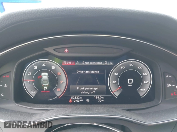 2019 Audi A6 Prestige with VIN WAUM2AF26KN042444, listed as a IAAI auction lot 41174343 with 52,322 mi miles. Bid and sale history available at carsss.com. Image 7.