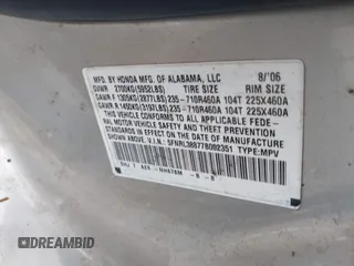 2007 Honda Odyssey Touring with VIN 5FNRL38877B002351, listed as a IAAI auction lot 41930355 with 254,929 mi miles. Bid and sale history available at carsss.com. Image 9.
