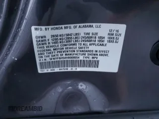 2017 Honda Pilot EX-L with VIN 5FNYF6H54HB008054, listed as a Copart auction lot 82758704 with 124,024 mi miles and Salvage Title. Bid and sale history available at DreamBid. Image 14.