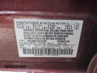 2024 Nissan Sentra SV with VIN 3N1AB8CV7RY330227, listed as a IAAI auction lot 41511992 with 7,852 mi miles and . Bid and sale history available at DreamBid. Image 9.