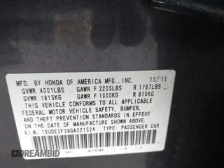 2016 Acura ILX with VIN 19UDE2F38GA021524, listed as a IAAI auction lot 41723974 with 82,415 mi miles and . Bid and sale history available at DreamBid. Image 9.